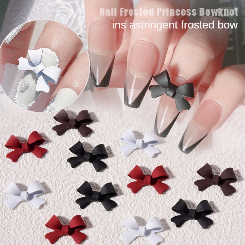 2PC 3D โบว์ตกแต่งเล็บ / เครื่องประดับเล็บโบว์โบว์สีเข้ม / อุปกรณ์เสริมเล็บสไตล์เรียบง่ายนางฟ้า