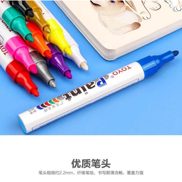 [ลูกค้าใหม่ 1.-] ปากกาเพ้นท์ TOYO TOYO ของแท้  ปากกามาร์กเกอร์ 10 สีให้เลือก กันน้ำและ Colorfast ราคา  12ปากกา ️️️ ราคา ถูกที่สุด ดีลบีเคเค แกลเลอรีภาพที่ 8