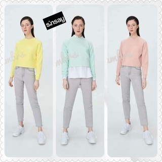 Plain Basic Sweatshirt แบรนด์แท้💯Sinsay เสื้อครอป สีพาสเทล นุ่มน่าใส่มาก