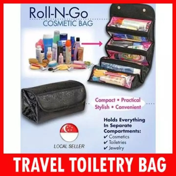 [ Sg Local Seller ] Travel Make Up Bag Roll-N-Go Cosmetic Pouch Hanging Cosmetic Bag T808 [ By Kim H