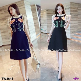 Dress แขนกุด แต่งระบายชีฟอง (โค้ดช้อปฟรี 90 บาท)