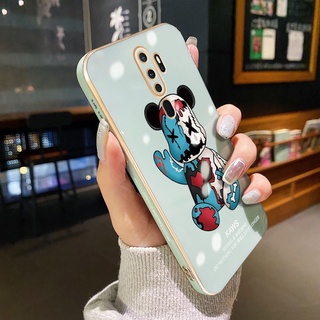 เคสซิลิโคนนิ่ม ขอบสี่เหลี่ยม ลายหมี สําหรับ OPPO A9 2020 A5 2020