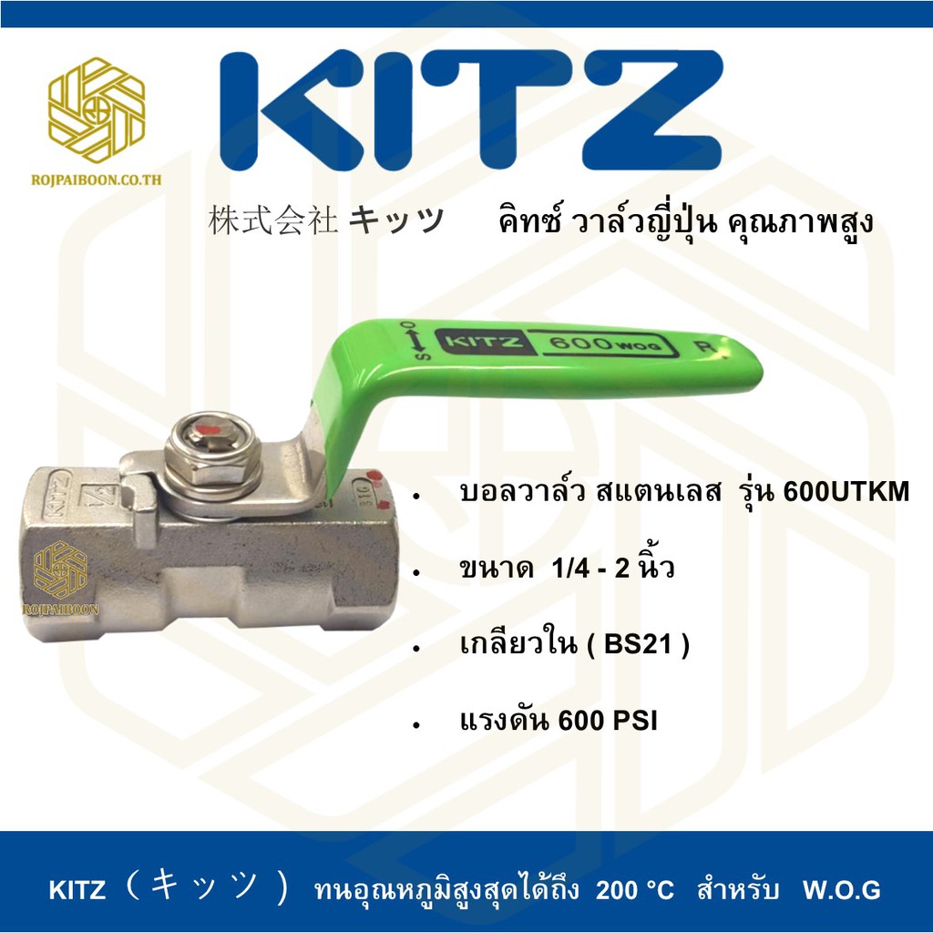 บอลวาล์ว สแตนเลส KITZ รุ่น 600UTKM 2 นิ้ว