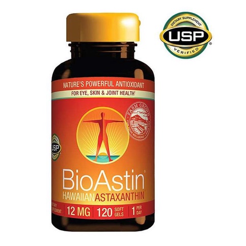 120 เม็ด ขนาดใหญ่ นำเข้าจากอเมริกา สาหร่ายแดง ไบโอแอสติน  ยี่ห้อ BioAstin Hawaiian Astaxanthin 12 mg.,