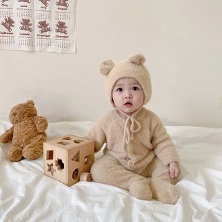 ชุดจั๊มสูท ลายหมีน่ารัก แฟชั่นฤดูใบไม้ร่วง สําหรับเด็กผู้หญิง 2024