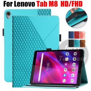 TabM8 เคสแท็บเล็ตหนัง PU ฝาพับ ลายเพชร 3D พร้อมช่องใส่บัตร ตั้งได้ สําหรับ Lenovo Tab M8 HD FHD 8.0 นิ้ว TB-8505 TB-8506 TB-8705