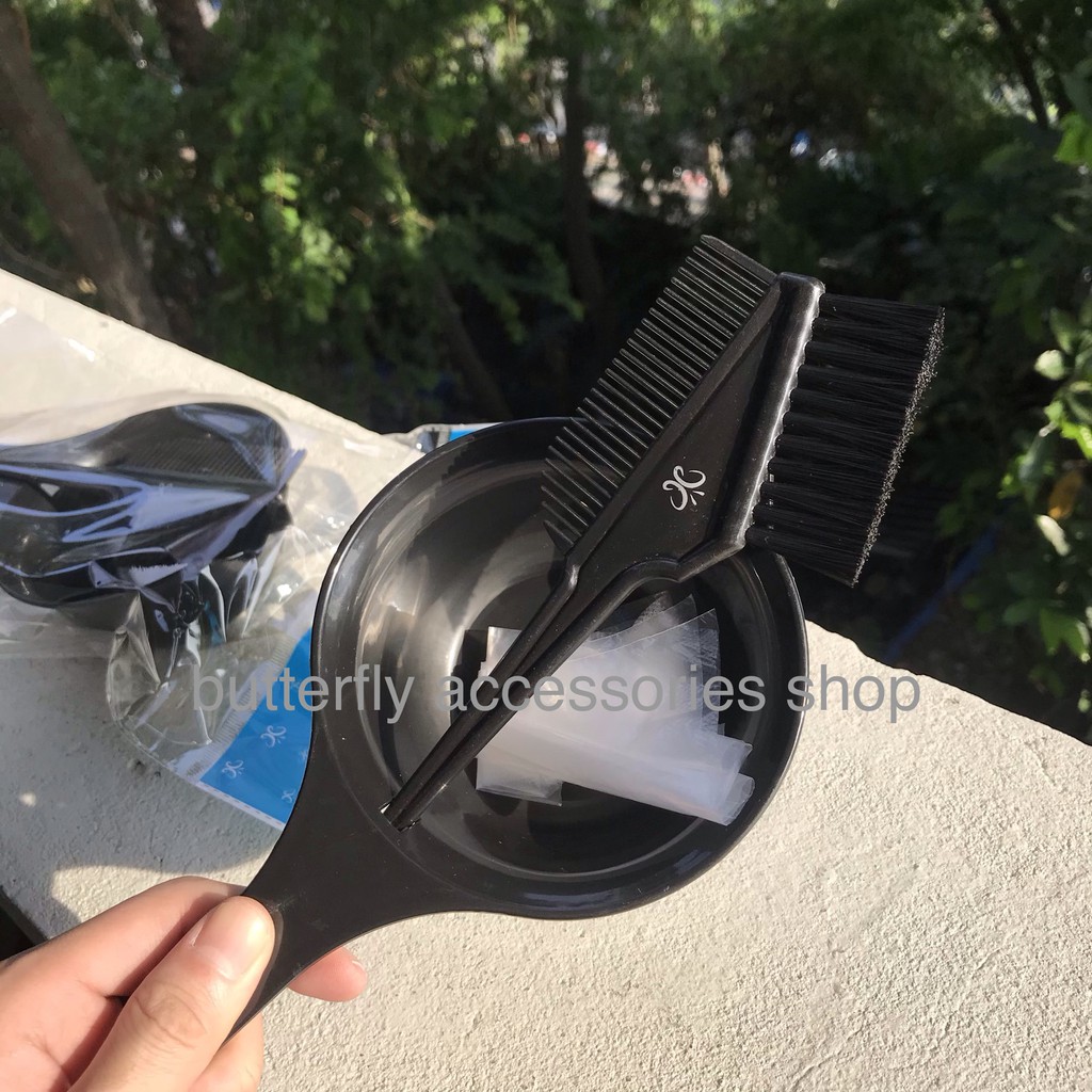 เซ็ตถ้วยย้อมผม ตรา Butterfly มาพร้อมแปรง ถุงมือ สำหรับย้อมสีผม มาตรฐานโรงงาน ล้างใช้ใหม่ได้ – โปรปัง