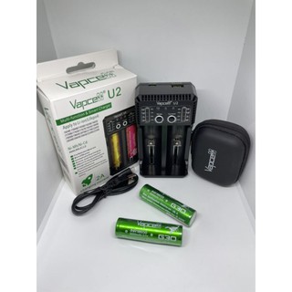 Vapcell เครื่องชาร์จพร้อมถ่าน (เครื่องชาร์จ U2+ถ่าน18650 G30 3000mAh 3.7V 2ก้อน)