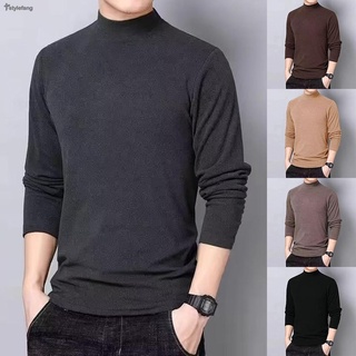 STYLEF-~Men Turtleneck Thermal Double-Sided Fleece Long-Sleeved Bottoming T-Shirt Tops-【STYLEF-Fashion】