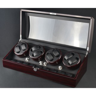 Watch Winder กล่องหมุนนาฬิกา ออโตเมติก แบบอโตเมติก 8 เรือน ควอตซ์ 9 เรือน สีน้ำตาลลายไม้/สีดำ