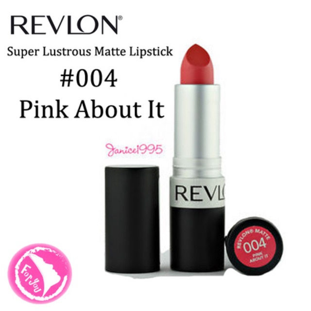 แท้ 💯 % 💄💄 [ [ ลิป Revlon ] ] 004 Pink about it รุ่นปลอกทอง ผลิตปี 2023