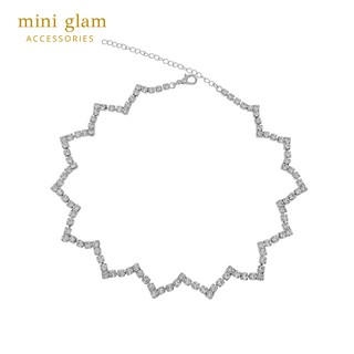 Miniglam Lindsey Jewel Choker Necklace สร้อยคอคริสตัลซิกแซกสีเงิน