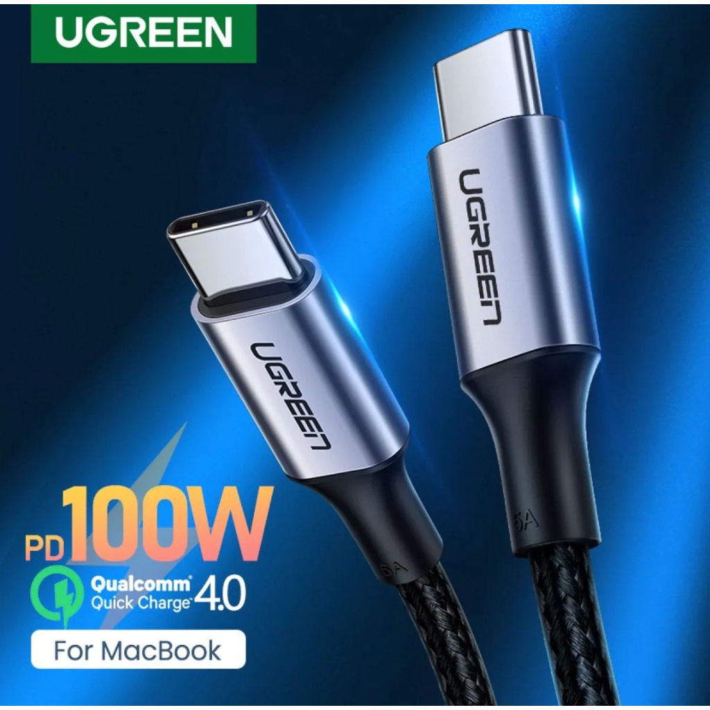 UGREEN รุ่น 70427,70429 สายถักชาร์จ USB-C to USB-C จ่ายไฟ 100W Fast Charger Cable สำหรับมือถือ, Note