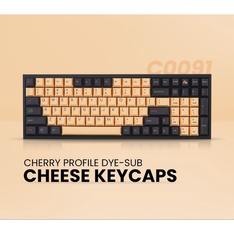 KBDFANS CHERRY PROFILE DYE-SUB CHEESE KEYCAPS คีย์แคป 127 คีย์ วัสดุ PBT-C0091