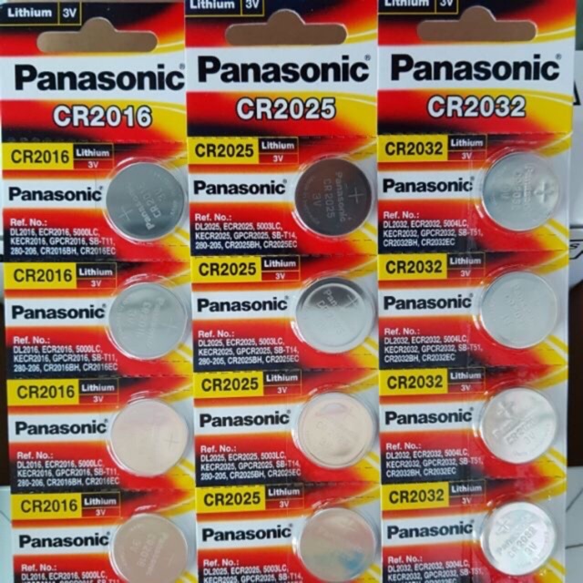 Panasonic ของแท้ ถ่านกระดุม CR2032,CR2016,CR2025,CR1616,CR1632,CR1620,CR1220 1 แผง มี5ก้อน งานบริษัท