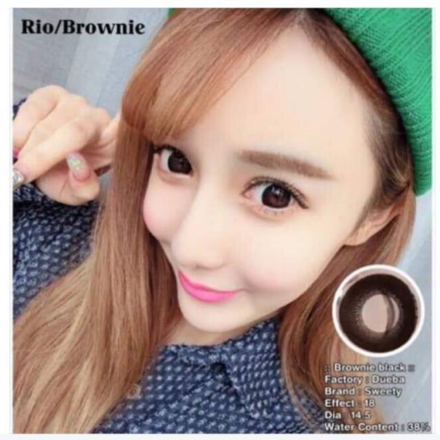 💟 Brownie ๑ ( Rio Rock margarita) mini/big black choco สายตา -00 ถึง -1000 Pitchylens Prettydoll Guess คอนแทคเลนส์