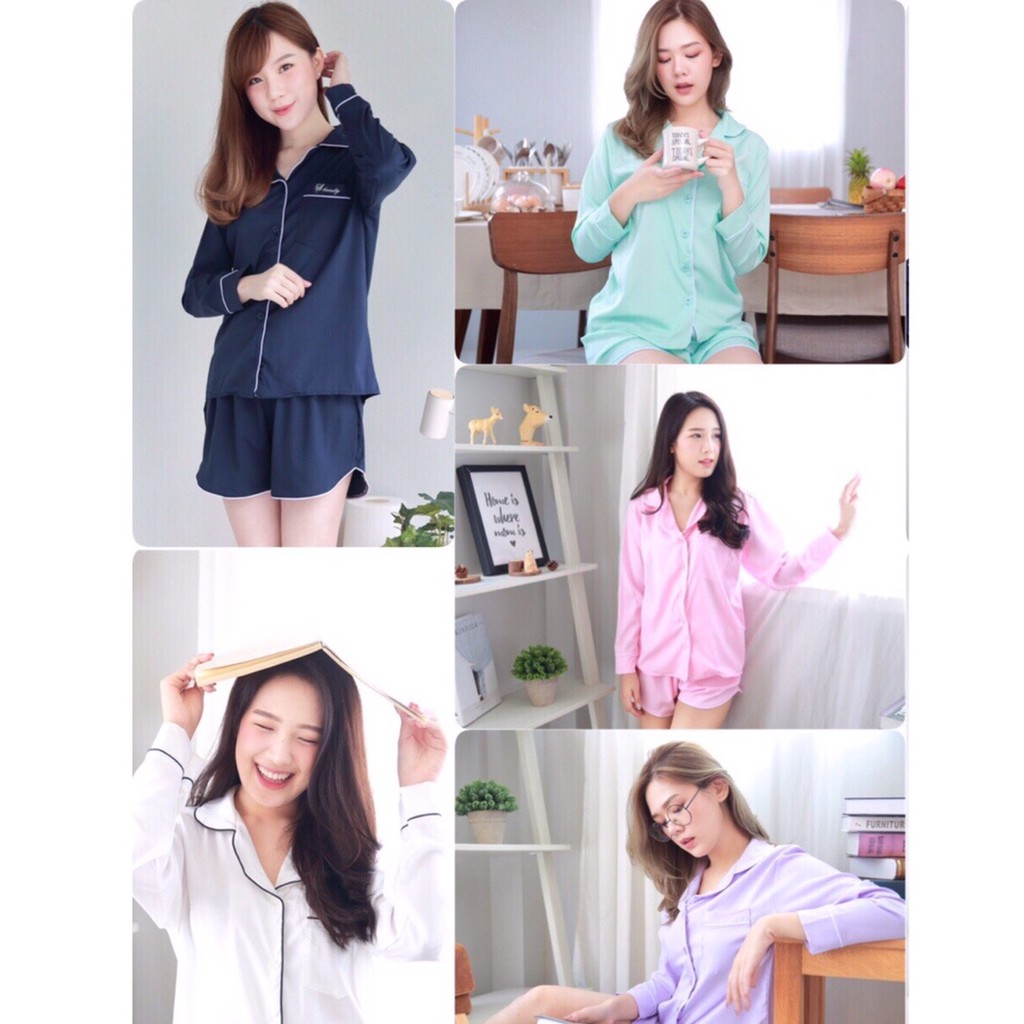 ชุดนอน ผ้าPremium i Silk 5 สี ชุดนอนขาสั้น ชุดนอนผู้หญิง ชุดนอนไม่ได้นอน ชุดนอนน่ารัก ชุดนอนราคาถูก