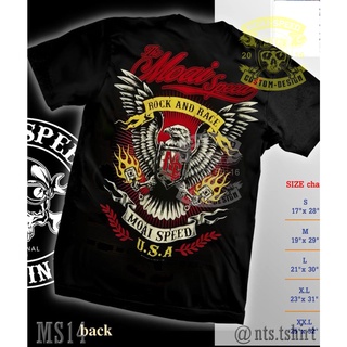 MS 14 Rock And Race U.S.A เสื้อยืด สีดำ เสื้อไบค์เกอร์ รถแข่ง Moai Speed T-Shirt ผ้าคอตตอน สกรีนลาย S M L XL XXL