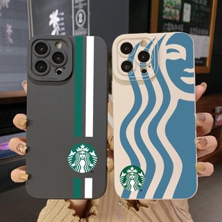 เคสโทรศัพท์มือถือ ขอบสี่เหลี่ยม ลาย Starbucks สําหรับ Samsung Galaxy S22 Plus Note 20 Ultra S21 FE S20