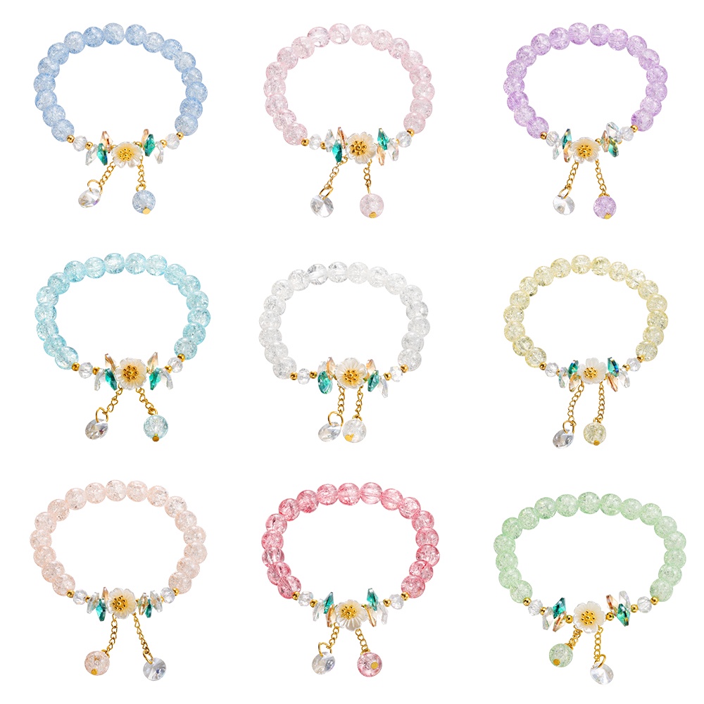 St.kunkka สร้อยข้อมือ ลูกปัดคริสตัล ดอกเดซี่ เจแลงแทงกัน ปรับได้ นําโชค เหมาะกับของขวัญเพื่อนที่ดีที่สุด เครื่องประดับแฟชั่น