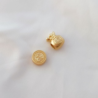 ลูกปัดทองคํา 18k เนื้อแมตต์ รูขนาดใหญ่ แฮนด์เมด DIY อุปกรณ์เ…