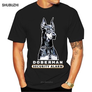 เสื้อยืดผ้าฝ้ายพิมพ์ลายขายดี เสื้อยืด ผ้าฝ้าย พิมพ์ลาย Doberman Dog - Security Alarm หรูหรา แฟชั่นฤดูร้อน สําหรับผู้ชาย