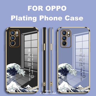 Oppo Reno 6 Pro Reno 5 5 Pro เคสโทรศัพท์มือถือแบบนิ่ม ลายคลื่น พร้อมสายคล้อง สําหรับ Find X3 Pro F11 A15S A5 A9 2020 Reno3 Reno 7 Pro