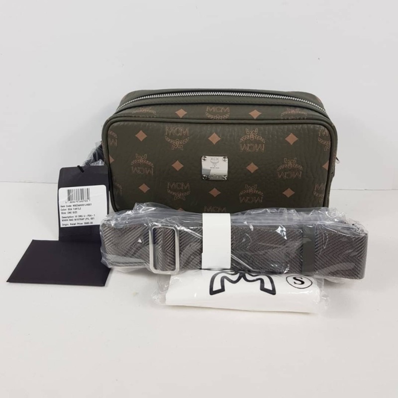 MCM Wash Bag in Visetos Original Green Shopee Thailand
