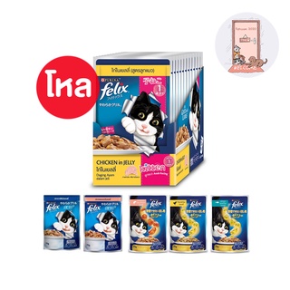 (ยกโหล) Felix cat อาหารแมวเปียก มี 10 รสชาด ขนาด 70 กรัม (โหล 12 ซอง)