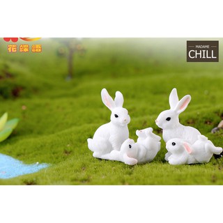 [MC373] ตุ๊กตุ่นจิ๋ว กระต่ายหูยาวสีขาว 4 ตัว 🐇 (1 ตัว ราคา 20 บาท)