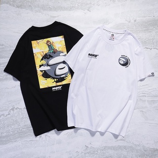 เสื้อยืดผ้าฝ้าย Aape เสื้อยืดแฟชั่นแขนสั้นทรงหลวมแบบลําลอง