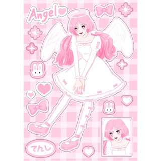 pink angel girl sticker สติกเกอร์ไดคัท