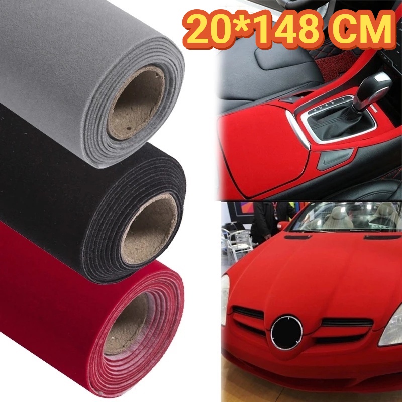 สติกเกอร์ผ้าสักหลาด มีกาวในตัว ขนาด 20x148 ซม. สําหรับตกแต่งภายในรถยนต์ DIY