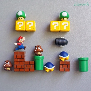 Ellsworth สติกเกอร์แม่เหล็ก ลายการ์ตูนมาริโอ้ 3D สําหรับติดตกแต่งผนังตู้เย็น