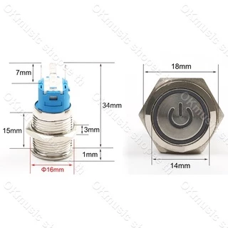 สวิตซ์ไฟLED ขนาด 12 มิล 16 มิล ใช้ได้12-24V 5A กดติด กดอีกทีดับ สวิทซ์สแตนเลส