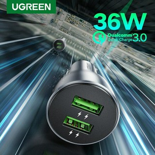 UGREEN (10144) USB Car Charger, 36W Dual USB QC 3.0 Fast Charging Car Adapter Aluminum  for iPhone Samsung