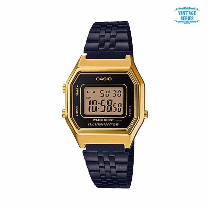 นาฬิกาคาสิโอ Casio Standard Digital Vintage Black-Gold LA680WEGB-1A