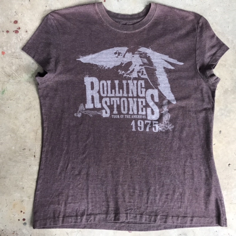 vtg.T-Shirt เสื้อวง THE ROLLING STONES TOUR OF THE AMERICAS 1975 MADE IN PAKISTAN Sz.XXL 50% COTTON 50% POLYESTER