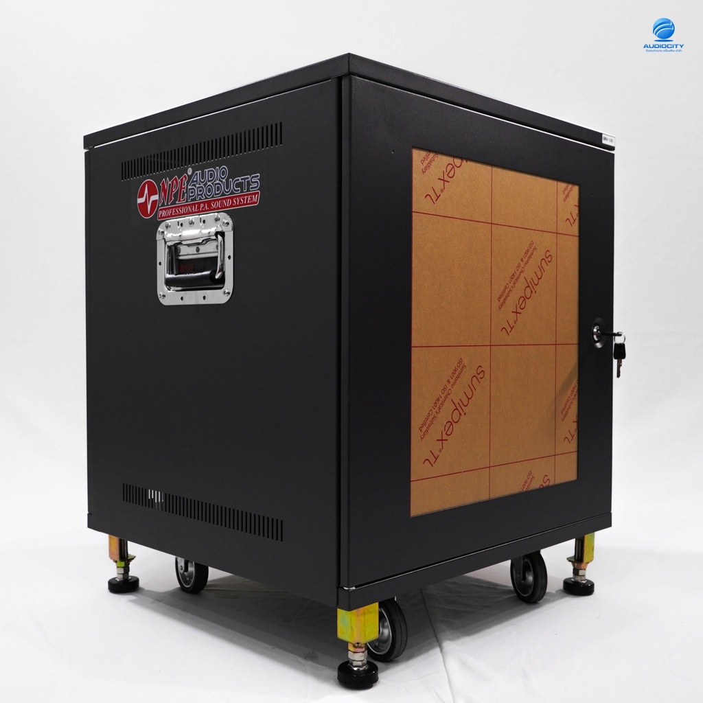 NPE QRd-12U,16U Rack ตู้เก็บเครื่องเสียงทำจากเหล็ก12U,16U 2ฝาหน้าใส-หลังทึบ มีล้อเลื่อน Rack 12Uและ1