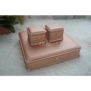 กล่องสินสอด สีโรสโกลด์ สำหรับใส่เครื่องประดับ ทอง หนัง PU กล่องแหวนตั้งได้