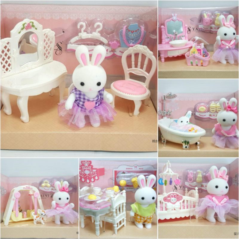 Yasini Series Bay Dreamy บ้านตุ๊กตา DIY บ้านกระต่ายและเฟอร์นิเจอร์ ตุ๊กตาของเล่นเด็ก