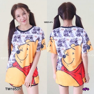 👗Pfashion [ส่งไว!!🚛] P10531 Set หมีพูห์ + กางเกงขาสั้น Set Winnie the Pooh + Shorts