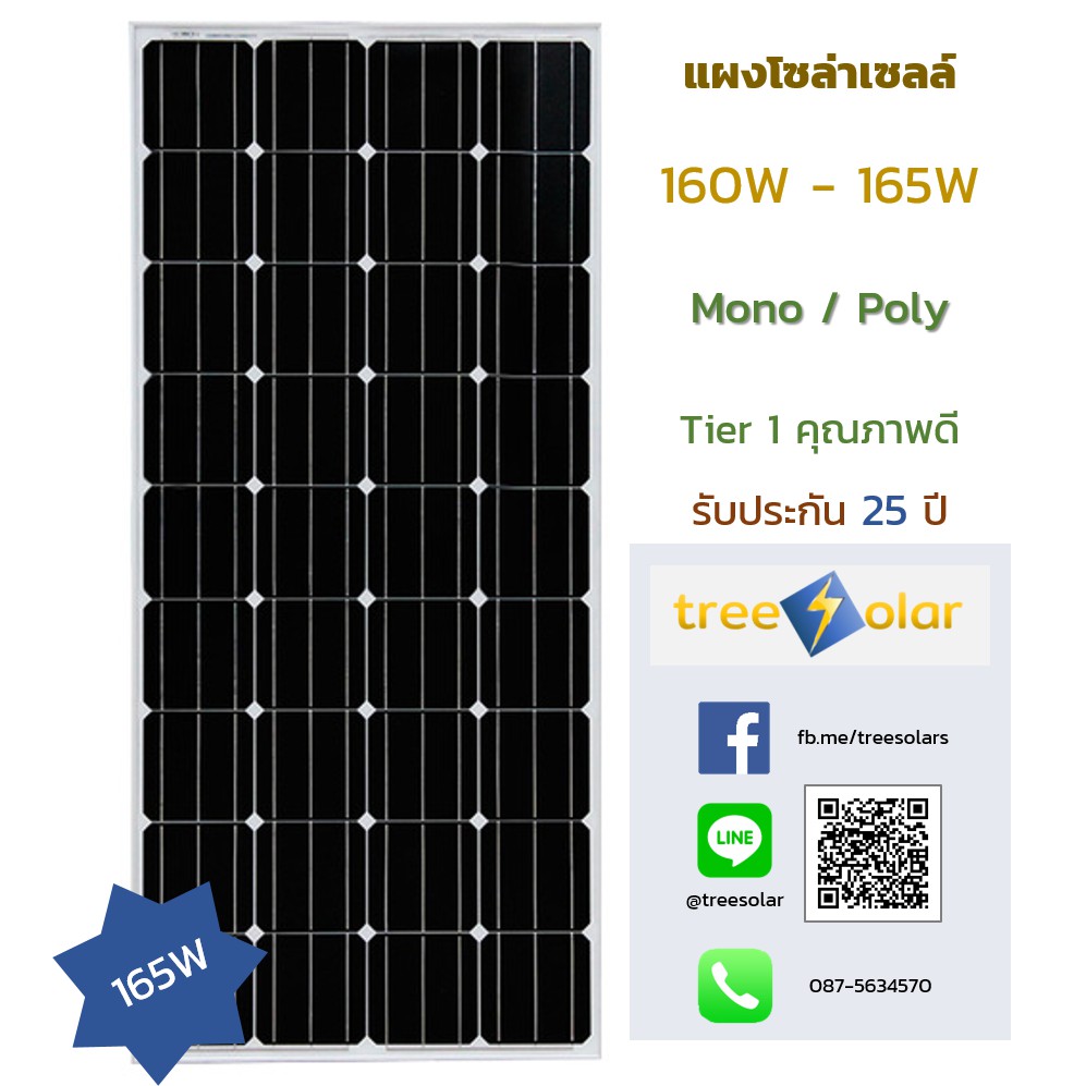 แผงโซล่าเซลล์ Mono / Poly 160W - 165W