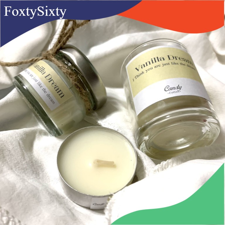 Foxtysixty เทียนหอม กลิ่น วานิลลาดรีม - Soy Candle Vanilla Dream เทียนหอมไขถั่วเหลือง เทียน ของขวัญให้คนรัก (พร้อมส่ง)