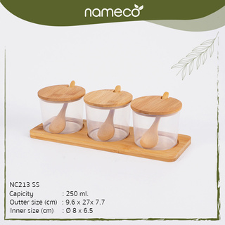 Nameco รุ่น NC213SS Eco Friendly ชุดเครื่องปรุงถาดไม้ รักษ์โลก พลาสติกย่อยสลายได้ เป็นมิตรต่อสิ่งแวดล้อม 1404698