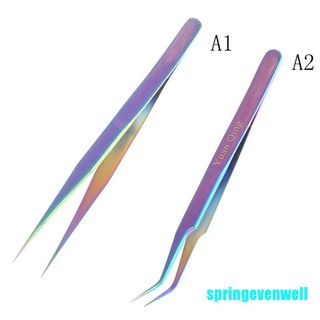 [springevenwell] แหนบคีบสติกเกอร์ พลอยเทียม สเตนเลส สีรุ้ง หลากสี สําหรับตกแต่งเล็บ