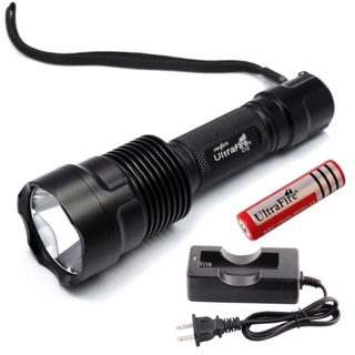 Ultrafire ไฟฉาย C12 1800 lm CREE XM-L-U3 +ที่ชาร์จถ่าน + ถ่านชาร์จ 3000 mAh