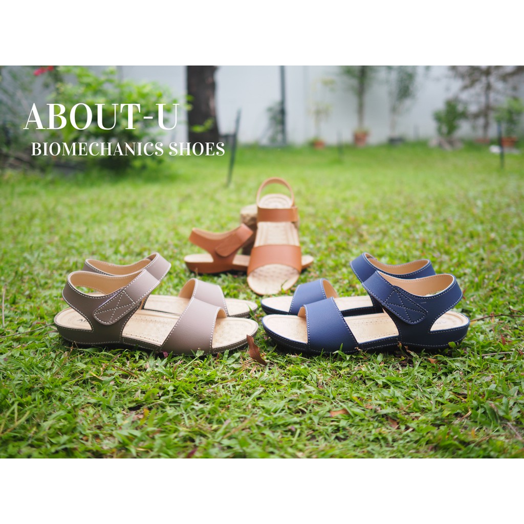 ABOUT-U รองเท้าเพื่อสุขภาพผู้หญิง รัดส้น ใส่สบาย น้ำหนักเบา เย็บรอบ ใช้ทน กันน้ำ กันลื่น รุ่นรัดส้นหน้าเต็ม