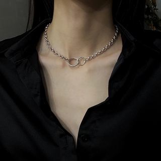 Titanium Steel Round Ring Collar Necklace Punk Style Short Clavicle Chain Necklaces Tide