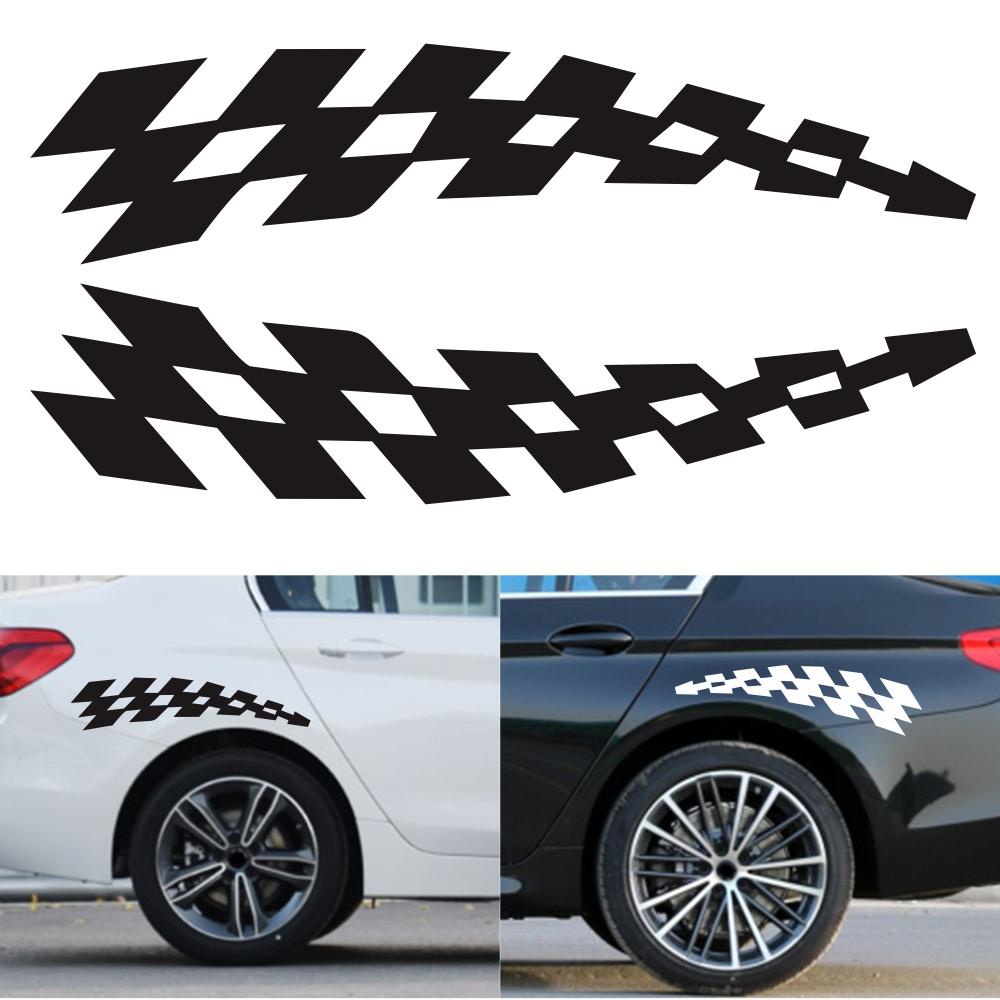 Car Racing Stickers Vehicle Car Decals Plaid Wheel Flags Reflector ...